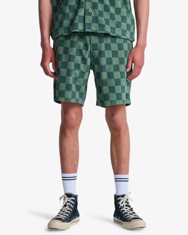 0 Antonia Figueiredo Checker - Sweat-Shorts f&uuml;r M&auml;nner Gr&uuml;n EVYFB03000 RVCA