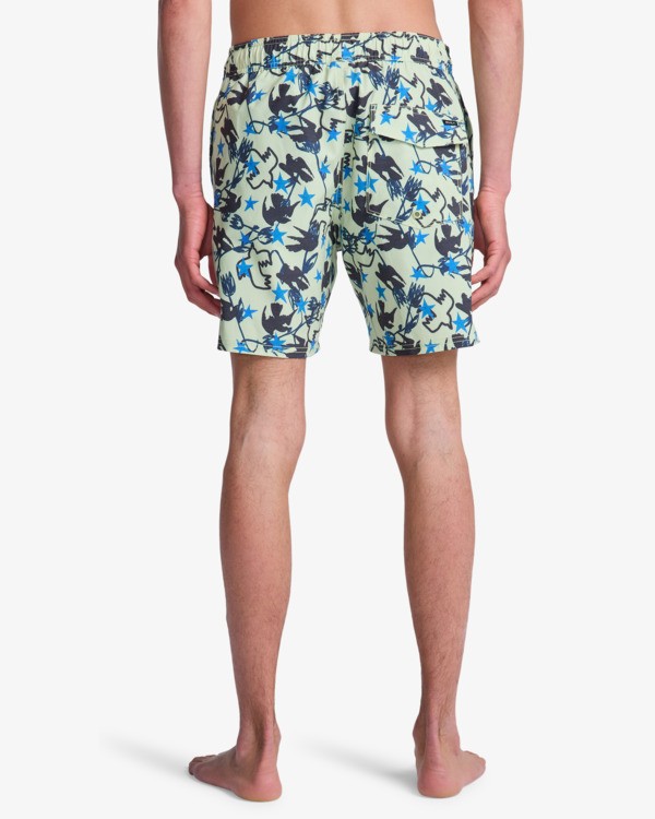 5 Antonia Figueiredo Dive In Elastic 17" - Bermuda da bagno da Uomo Green EVYJV03000 RVCA