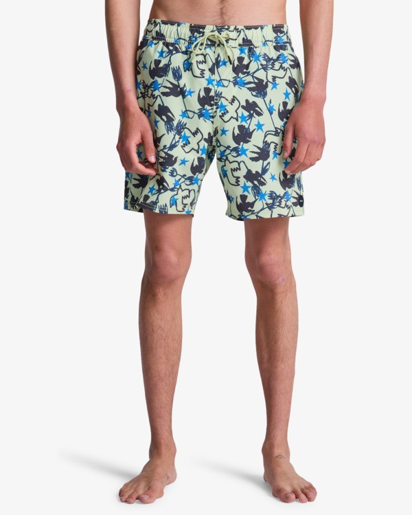 0 Antonia Figueiredo Dive In Elastic 17" - Bermuda da bagno da Uomo Green EVYJV03000 RVCA