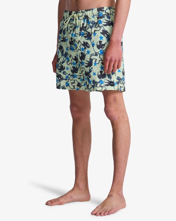 1 Antonia Figueiredo Dive In Elastic 17" - Bermuda da bagno da Uomo Green EVYJV03000 RVCA