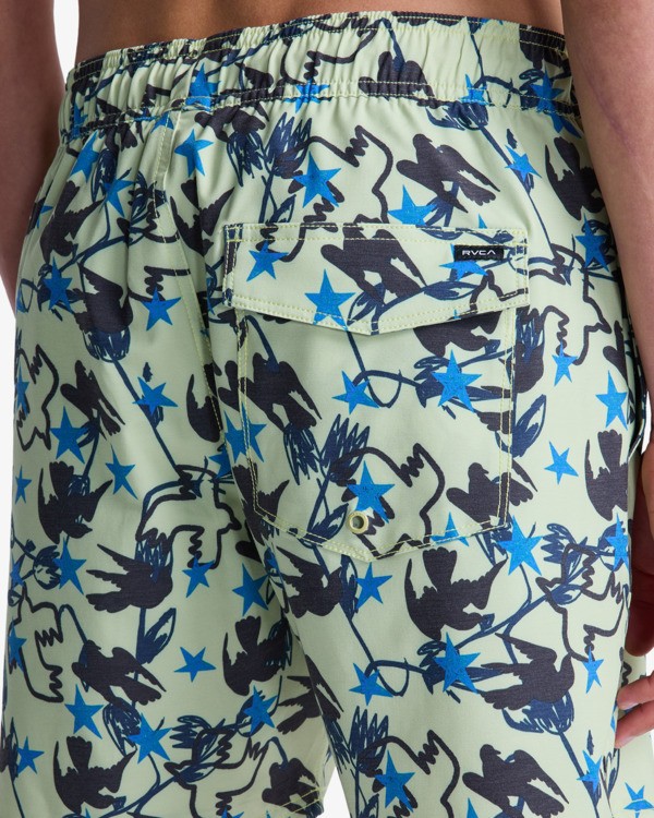 3 Antonia Figueiredo Dive In Elastic 17" - Bermuda da bagno da Uomo Green EVYJV03000 RVCA