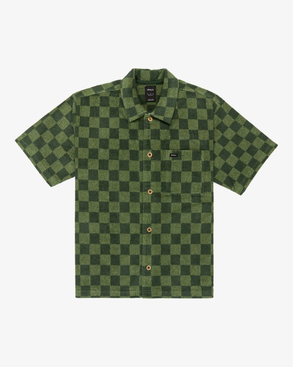 0 Antonia Figueiredo Checker Sponge - Short Sleeve Shirt for Men Green EVYKT03000 RVCA