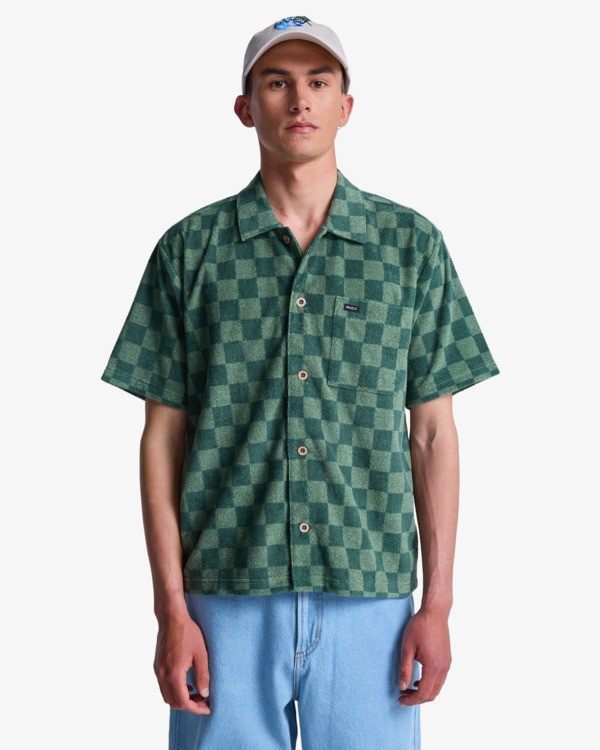 2 Antonia Figueiredo Checker Sponge - Short Sleeve Shirt for Men Green EVYKT03000 RVCA