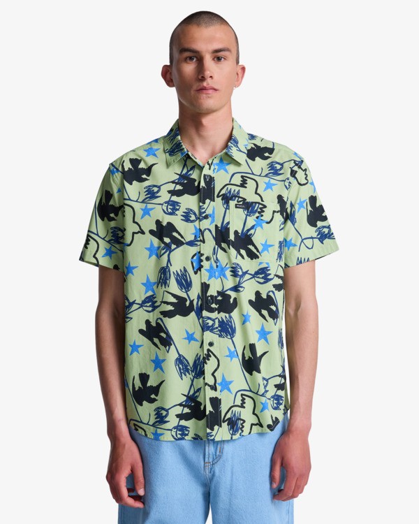 2 Antonia Figueiredo Dive In - Short Sleeve Shirt for Men Green EVYWT03003 RVCA