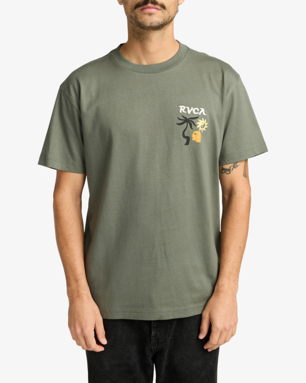 2 Deep Think - Short Sleeve T-Shirt for Men Green EVYZT00288 RVCA