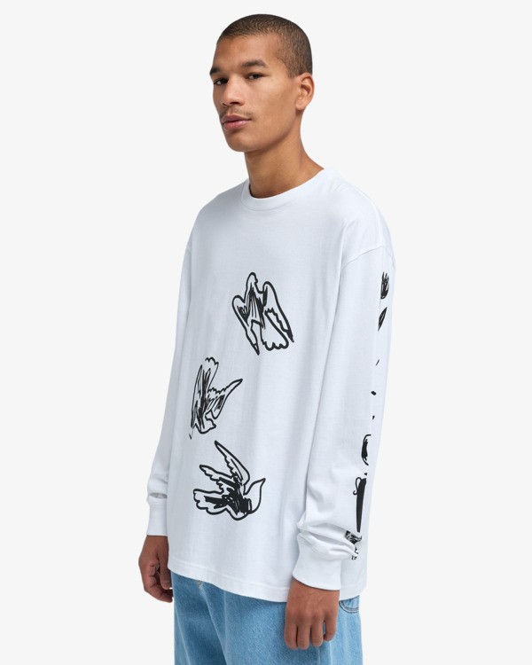 8 Antonia Figueiredo Birds - Long Sleeve T-Shirt for Men White EVYZT00312 RVCA