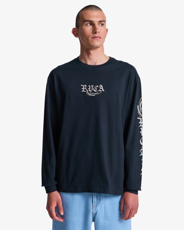 2 Retract - Long Sleeve T-Shirt for Men Black EVYZT00348 RVCA
