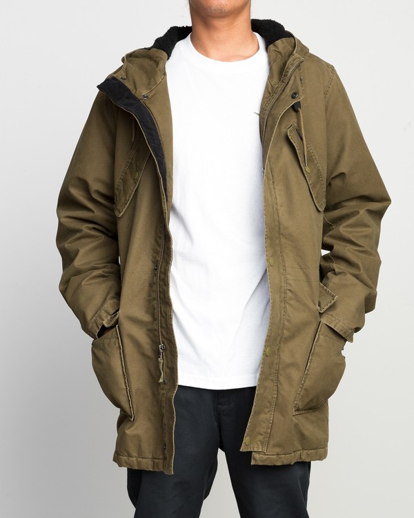 thumbnail image 2 of RVCA Men's Puffer Jacket - Quilted Down Blend Fleece Winter Coat With Hood 2 of 11