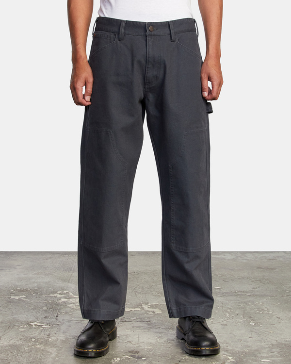 RVCA Pantaloni Tuta Uomo Big - Cotone E Poliestere, Vita Elastica, Tasche, Grigio, Vestibilità Normale