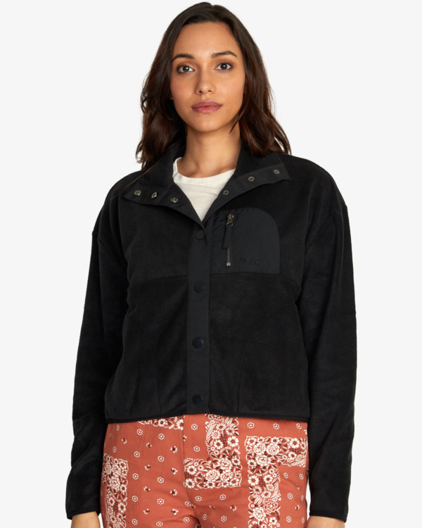 0 Day Off - Felpa con cerniera da Donna Black F3FLRBRVF2 RVCA