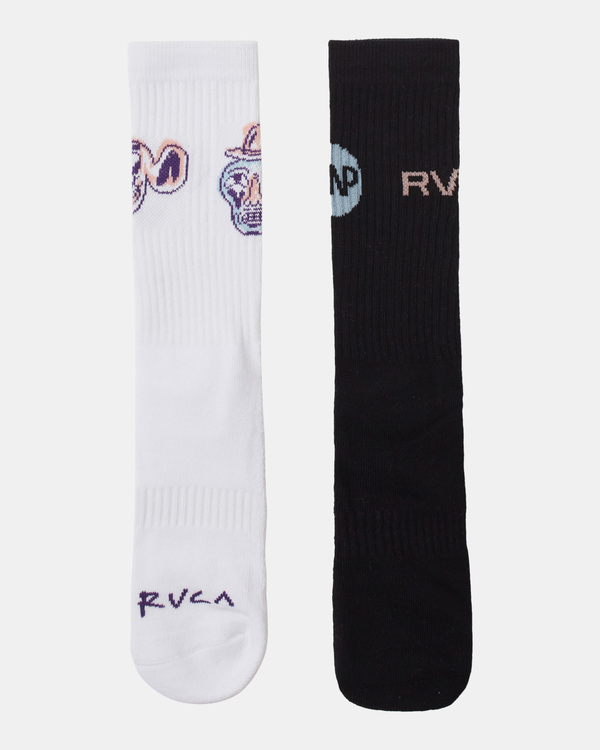1 RVCA - 2 Pack Crew Socks White F5SORGRVF2 RVCA