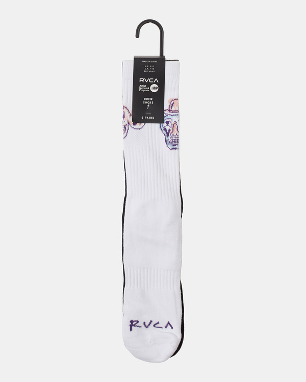 2 RVCA - 2 Pack Crew Socks White F5SORGRVF2 RVCA