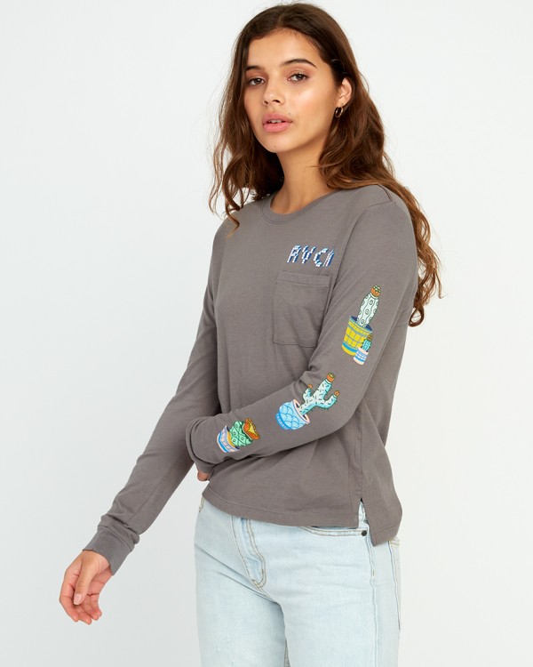 3 Kristen Liu Wong Cacti - Long Sleeves T-Shirt for Women  P3LSRARVS9 RVCA