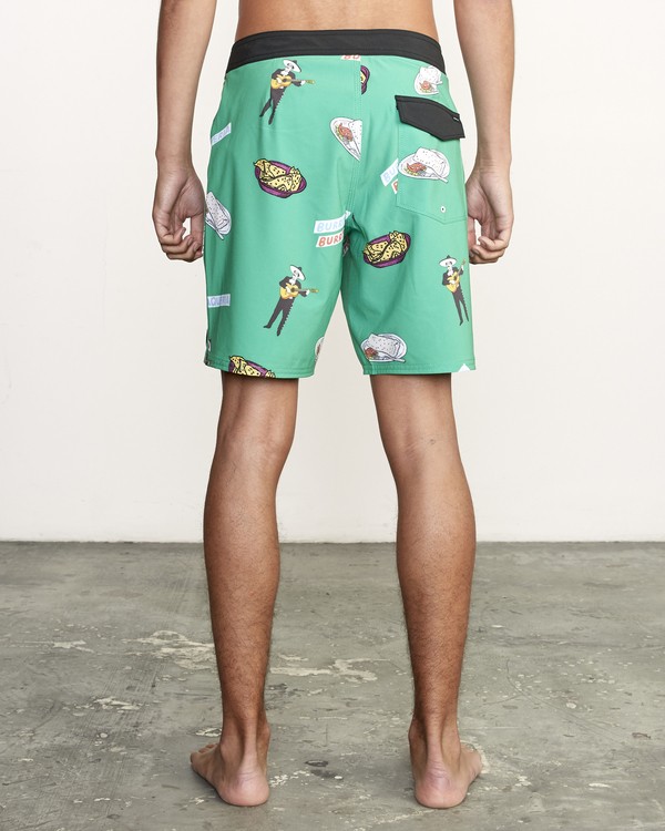 1 Hot Fudge Trunk 18" - Printed Board Shorts for Men Green S1BSRMRVP0 RVCA