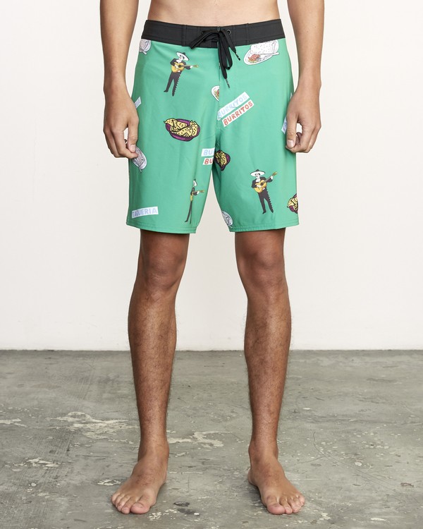 0 Hot Fudge Trunk 18" - Printed Board Shorts for Men Green S1BSRMRVP0 RVCA