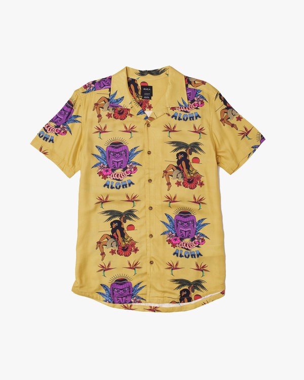 0 Dmote Tiki - Chemise manches courtes imprimée pour Homme Jaune S1SHRHRVP0 RVCA