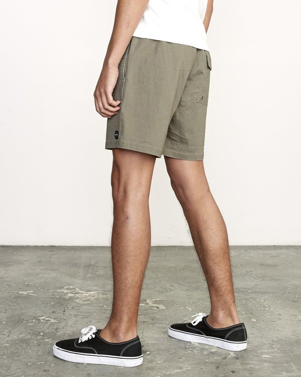3 Escape Elastic  - Solid Elastic Waist Short for Men Green S1WKRLRVP0 RVCA
