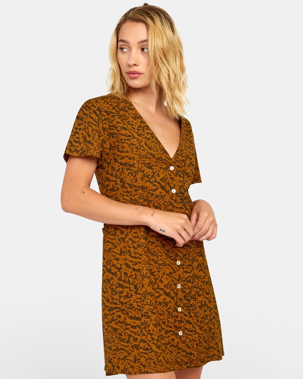 4 Guilt Dress - Vestito Stampato con Abbottonatura da Donna  S3DRRORVP0 RVCA