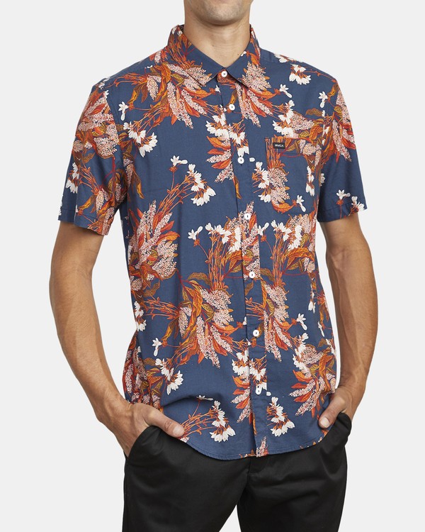 4 Paradiso Floral - Short Sleeve Shirt for Men Blue U1SHRXRVF0 RVCA