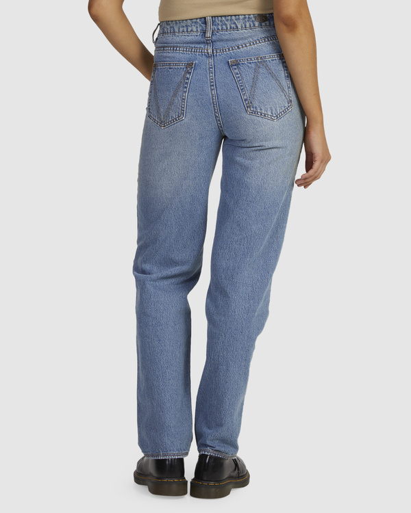 1 Backstage - High Waisted Straight Fit Jeans for Women Blue UVJDP00112 RVCA