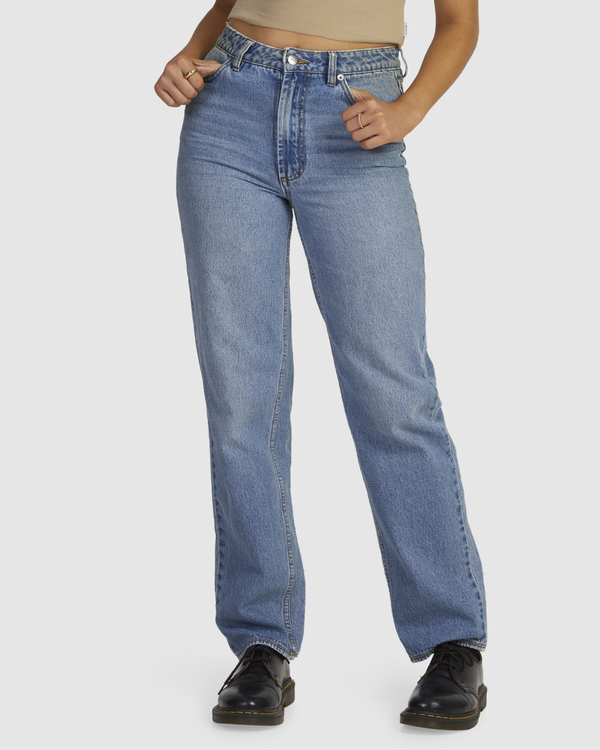 0 Backstage - High Waisted Straight Fit Jeans for Women Blue UVJDP00112 RVCA