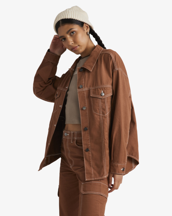 3 Indie - Twill Jacket for Women Brown UVJJK00142 RVCA