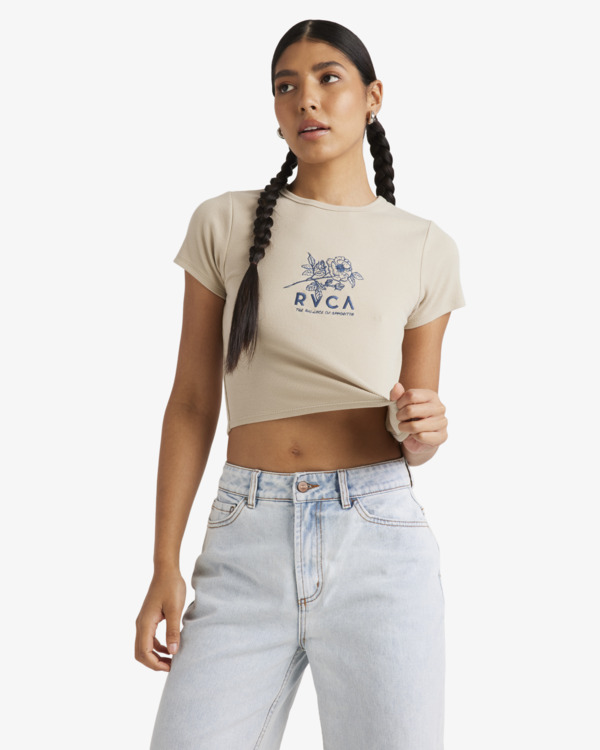 0 Good Day - Crop top à manches courtes pour Femme Beige UVJKT00234 RVCA