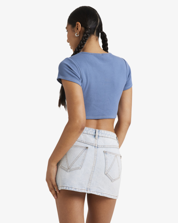 1 Buzzed - Short Sleeves Cropped T-Shirt for Women Blue UVJKT00236 RVCA