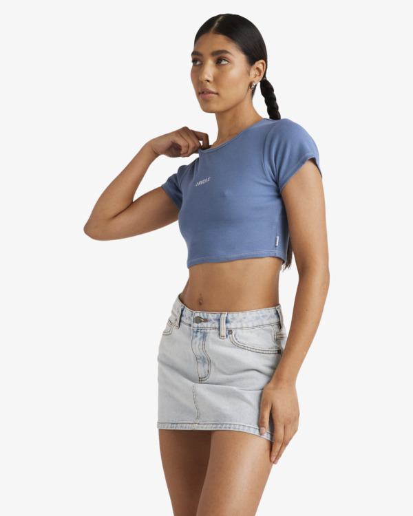 3 Buzzed - Short Sleeves Cropped T-Shirt for Women Blue UVJKT00236 RVCA