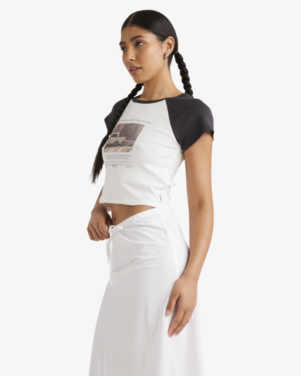 3 Welcome Raglan Baby - Short Sleeves Cropped T-Shirt for Women White UVJKT00237 RVCA