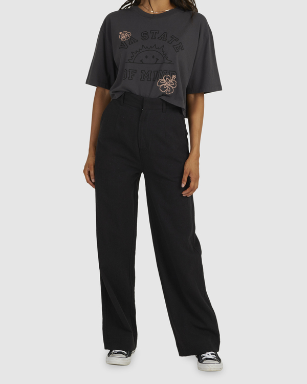 6 Textured West Coast - Straight Leg Trousers for Women Black UVJNP00126 RVCA