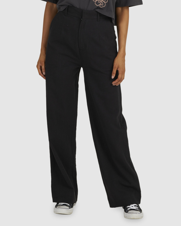 7 Textured West Coast - Straight Leg Trousers for Women Black UVJNP00126 RVCA