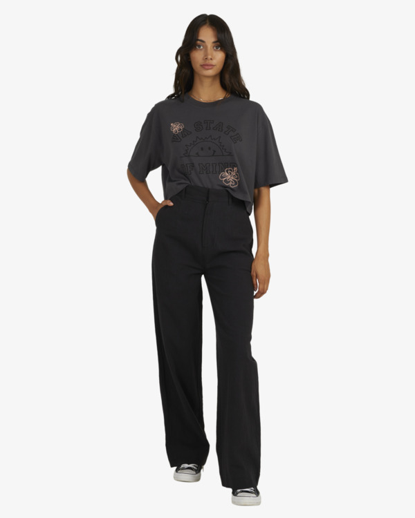 8 Textured West Coast - Straight Leg Trousers for Women Black UVJNP00126 RVCA