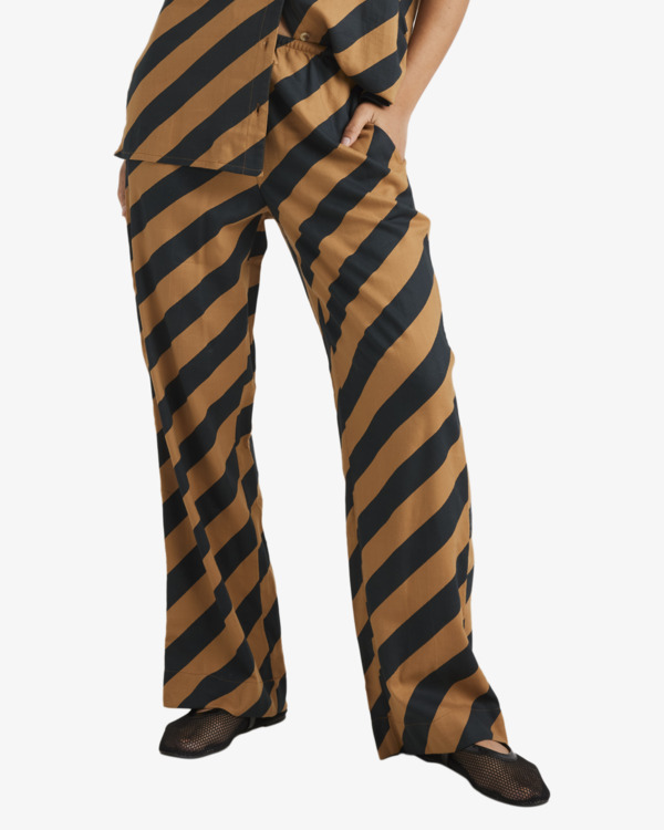 0 Milspec Stripe Holiday - Wide Leg Pants for Women Brown UVJNP00153 RVCA