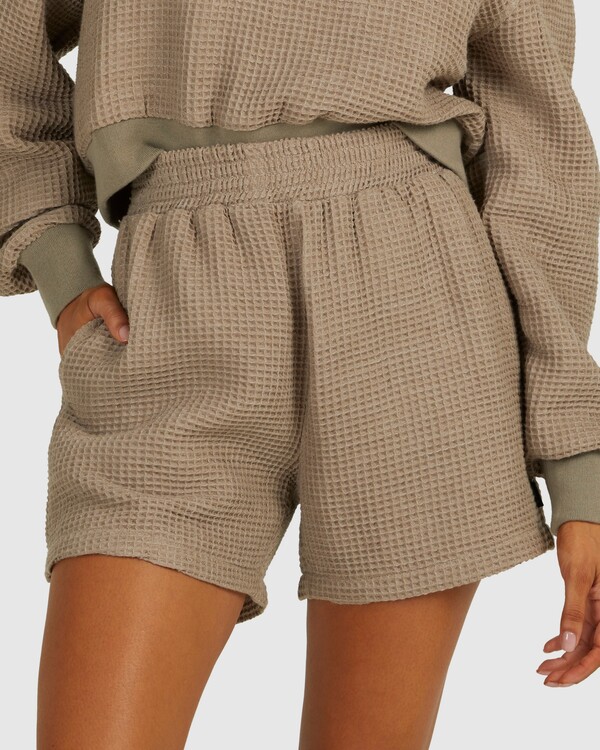 3 Waffle - Waffle Knit Shorts for Women Brown UVJNS00120 RVCA