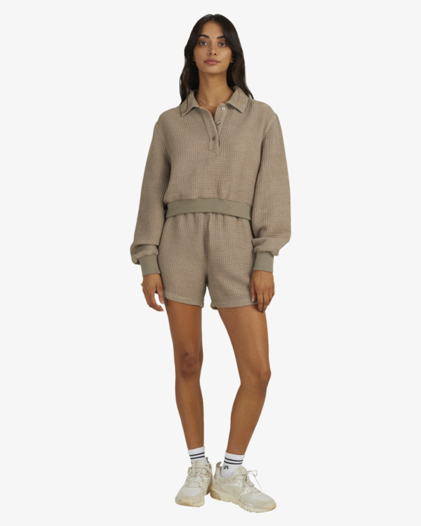 2 Waffle Jersey - Lang&auml;rmliges Oberteil f&uuml;r Frauen Braun UVJWT00129 RVCA