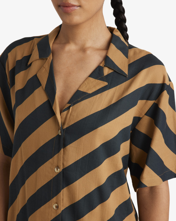 2 Milspec Stripe - Short Sleeves Shirt for Women Brown UVJWT00156 RVCA