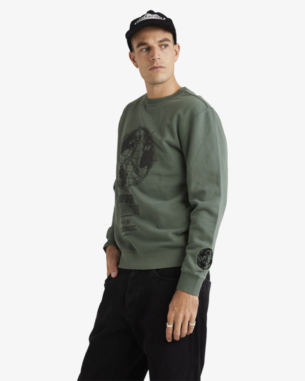 3 Global - Pullover Sweatshirt for Men Green UVYFT00328 RVCA