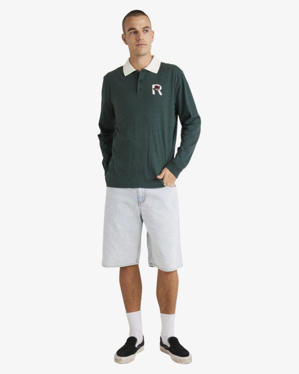 4 Collegiate Polo - Polo à manches longues pour Homme Vert UVYZT00921 RVCA