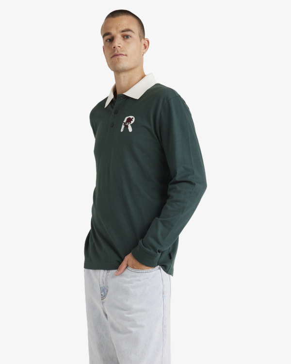 3 Collegiate Polo - Polo à manches longues pour Homme Vert UVYZT00921 RVCA