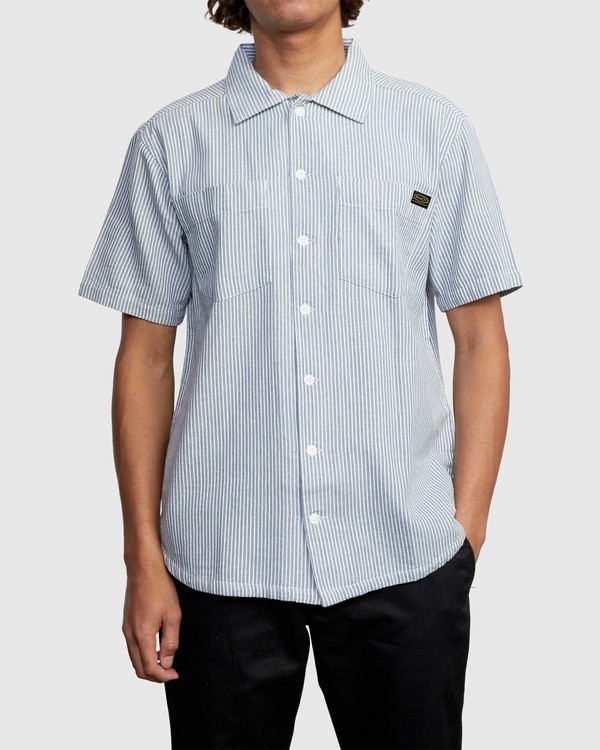 1 Recession Collection Day Shift Stripe - Short Sleeve Shirt for Men  W1SHRXRVP1 RVCA