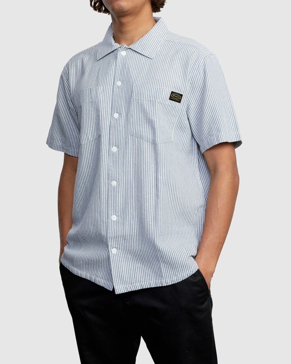 4 Recession Collection Day Shift Stripe - Short Sleeve Shirt for Men  W1SHRXRVP1 RVCA