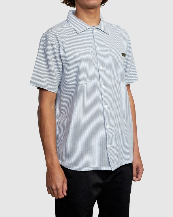 5 Recession Collection Day Shift Stripe - Short Sleeve Shirt for Men  W1SHRXRVP1 RVCA