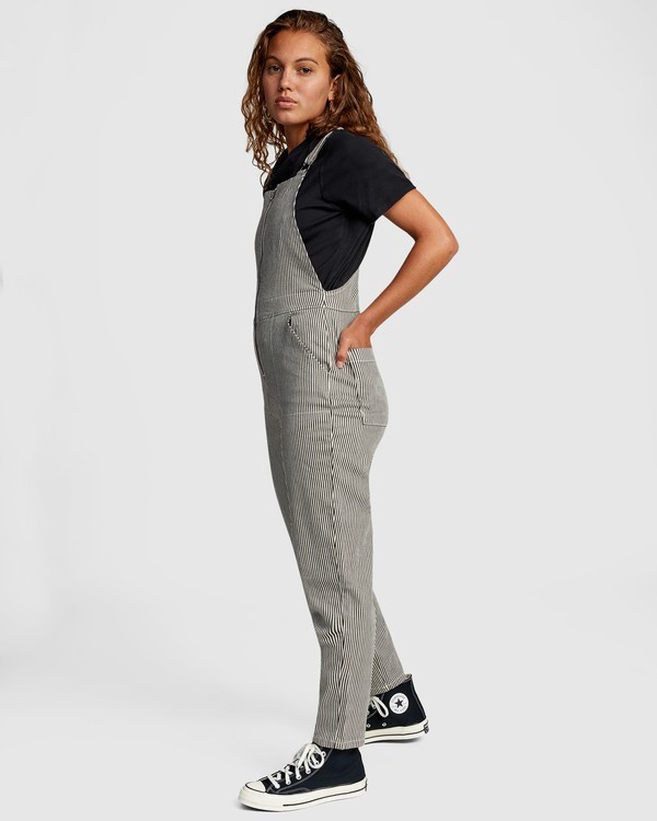 2 Recession Collection Moonshine - Zip Front Dungarees for Women Grey W3ONRJRVP1 RVCA