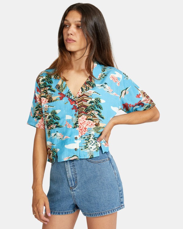 10 Vacay - Chemise manches courtes en matière recyclée pour Femme  X3SHRERVS1 RVCA
