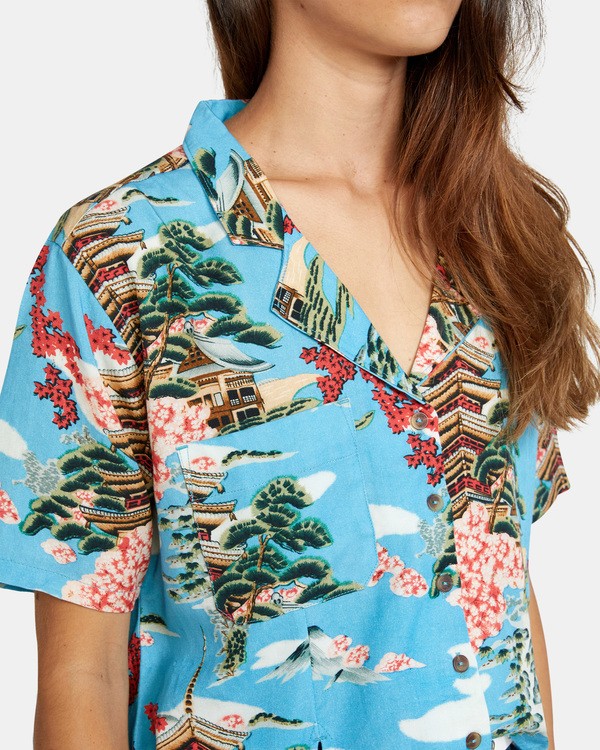 11 Vacay - Chemise manches courtes en matière recyclée pour Femme  X3SHRERVS1 RVCA