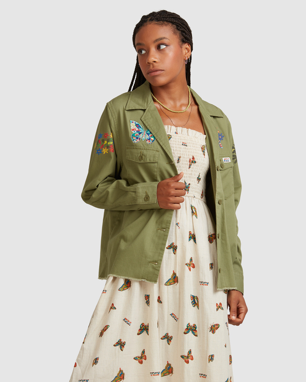 1 Melisssa Grisancich Saigon- Shirt Jacket for Women Green Z3JKRMRVF1 RVCA