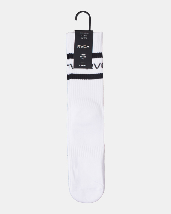 2 Striped - Crew Socks [2 Pack] for Men White Z5SORKRVF1 RVCA
