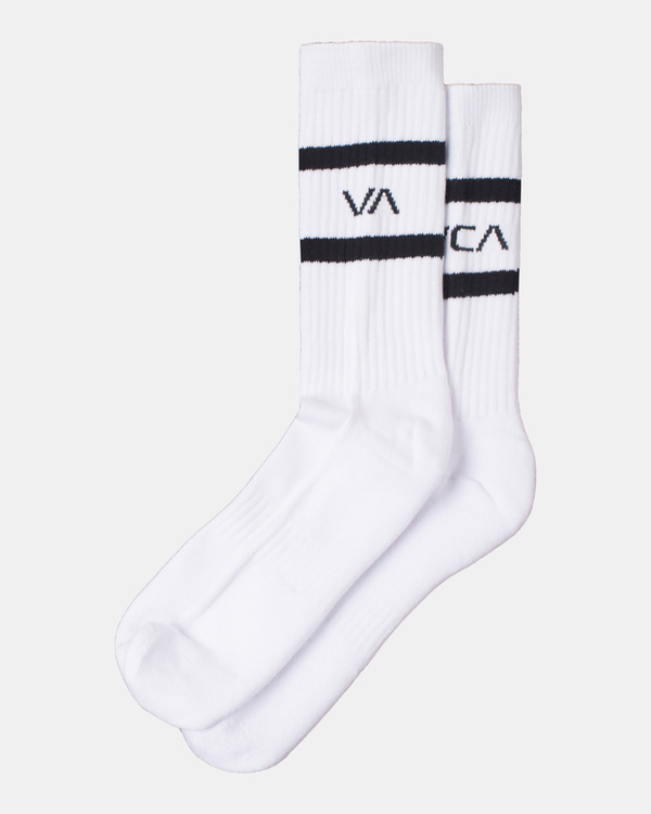 0 Striped - Crew Socks [2 Pack] for Men White Z5SORKRVF1 RVCA