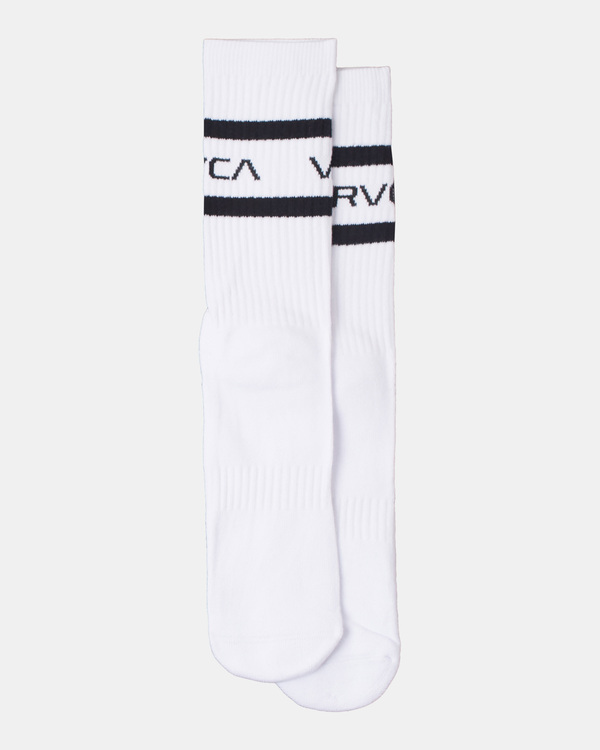 1 Striped - Crew Socks [2 Pack] for Men White Z5SORKRVF1 RVCA